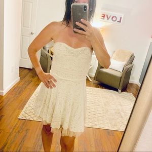 Free People Ivory Lace Strapless Dress Size Small